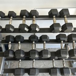HEX DUMBBELLS WITH RACK 