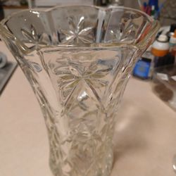 Anchor Hocking Early American Prescut Glass Vase Star Of David USA 1960's 