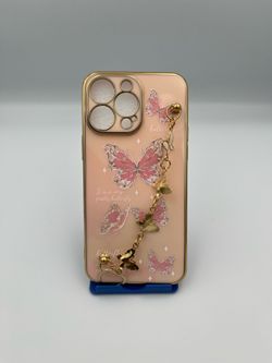 Pink Butterfly Pattern Phone Case for iPhone 14 Pro Max