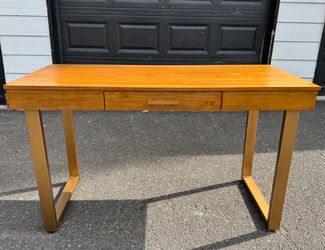 World Market Sloan Desk | Live Edge Wood & Gold Metal Base | Excellent Condition