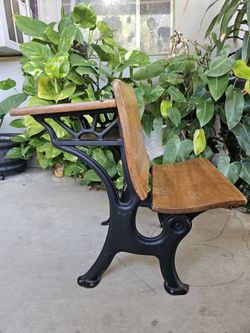 Antique Cast Iron and Wood School Desk
