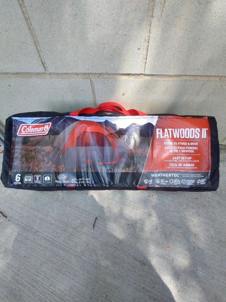 Coleman Flatwoods II 6Person Dome Tent (Brand New) GrayRed for Sale