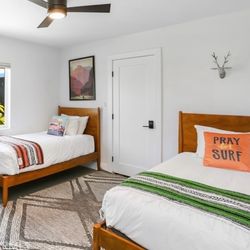 Two twin beds with mattresses