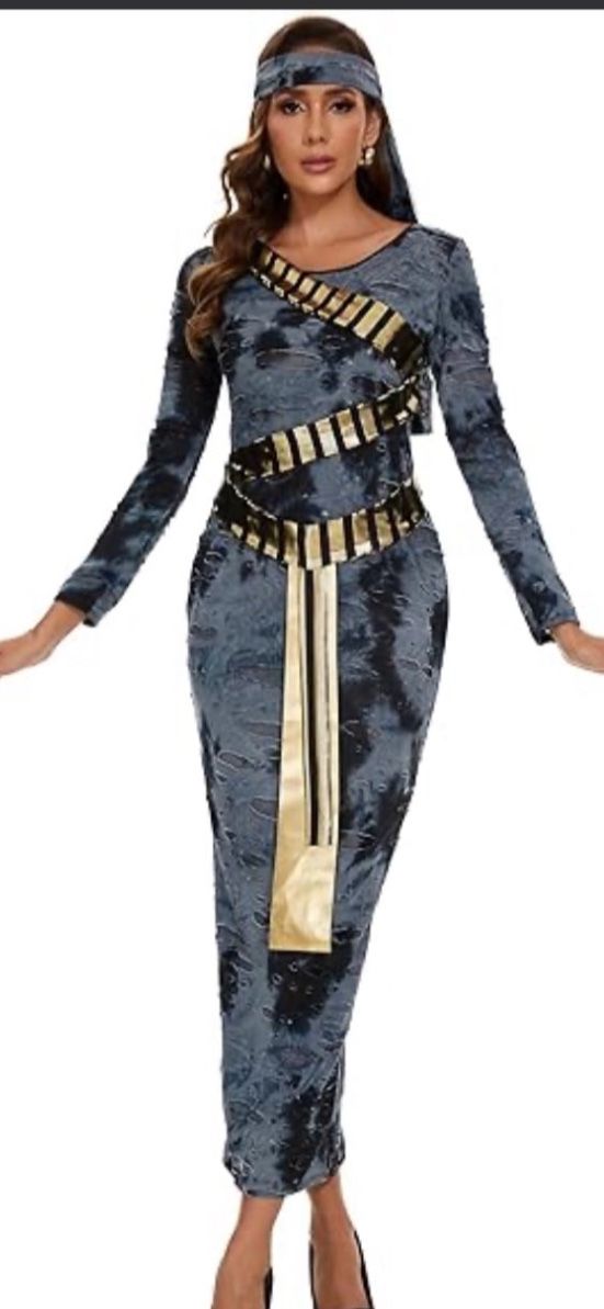 (1) Women’s Mysterious Mummy Robe Dress Egypt Halloween Costume Size M