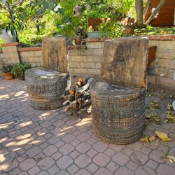FREE - 2 Custom Hand-Carved Tree Trunk / Palm Stump Chairs