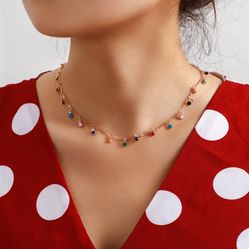 Bohemian Colorful Beaded Necklace for Women Charms Tassel 