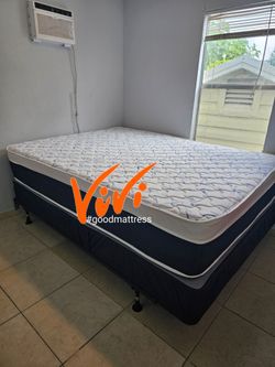 NEW QUEEN PILLOW TOP MATTRESS WITH BOX SPRING 2PC. BED FRAME ISN'T AVAILABLE