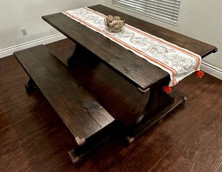6 Ft Solid Wood Dining Table w/ Bench