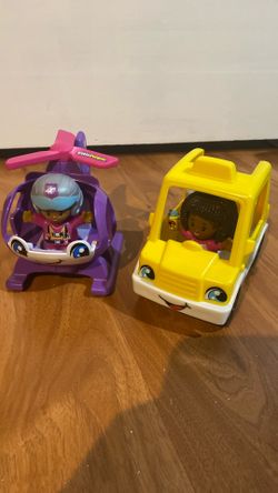 Little People Helicopter And Barbie Taxi
