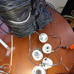 Wired security cameras and wires