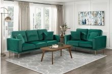 Brand new green velvet modern sofa + loveseat 2PCs set