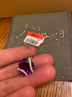 Purple Heart 💜 Amethyst with white Sapphire Necklace