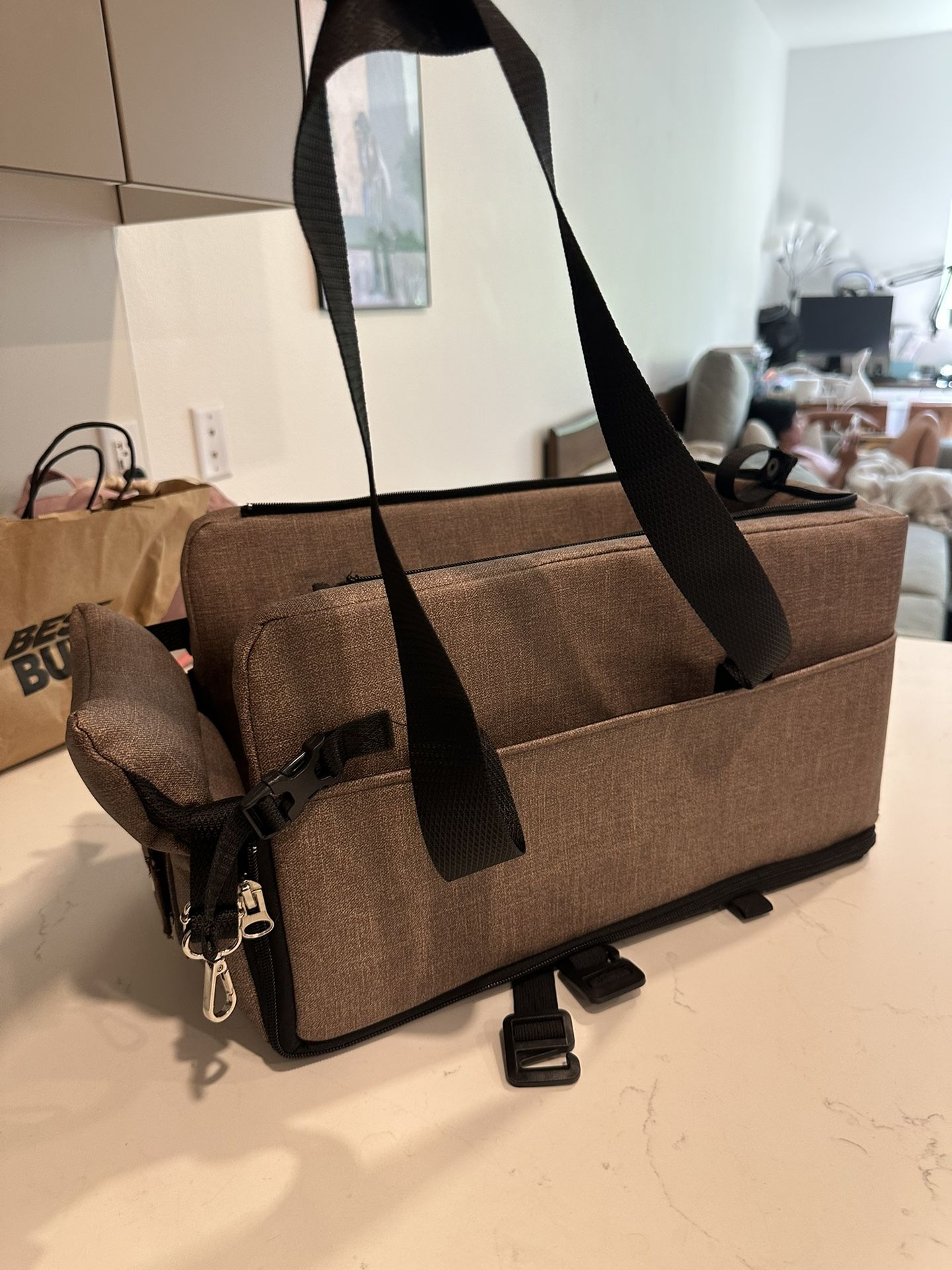 WOYYHO Center Console Dog Car Seat for Small Dogs Up to 14lbs