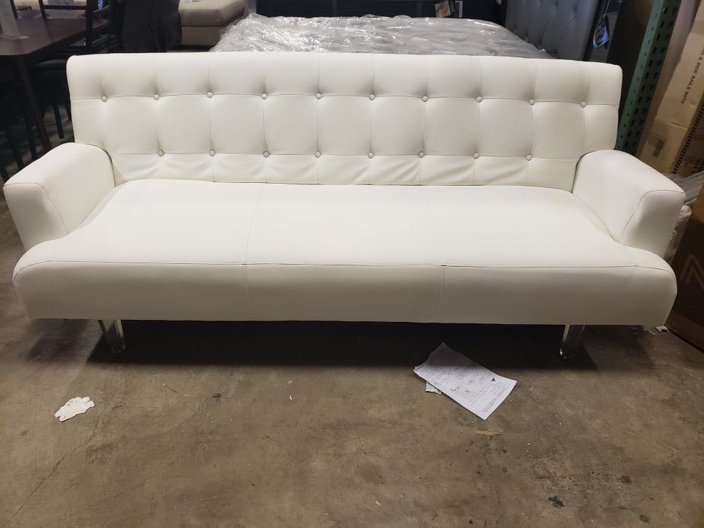 New white color futon convertible sofa tax included free delivery