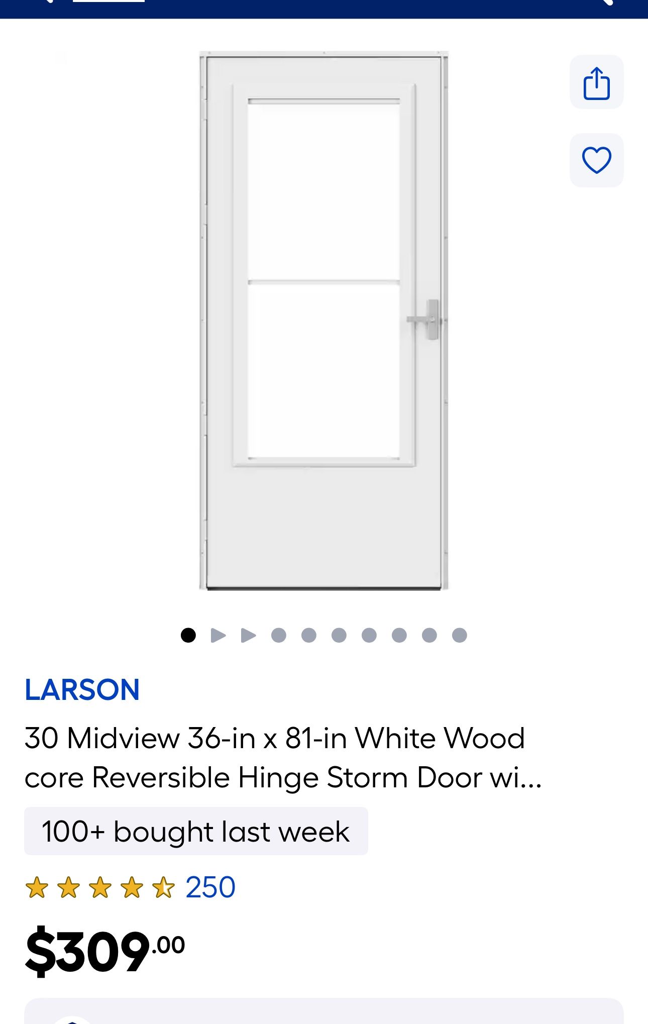 Storm Door 36x80 White