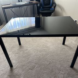 Black Glass Top Dinning Table Desk 
