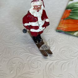 Vintage Skiing Santa Lead Figure 