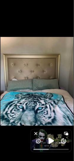 Furniture Queen Bed and matching  dresser-Tufted Upholstered Headboard with Crystal Buttons