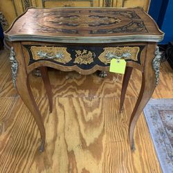 Antique French End Table With Drawer