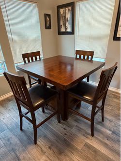 Solid Wood Dining Table & Chairs Set (with extender)