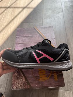 Hoss Boots Womens Express Black/Fuchsia Faux Leather Mesh Work Shoes