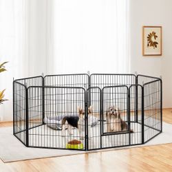 8-Panel Dog Exercise Pen, Black, 32-in W x 32-in H