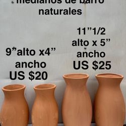 Floreros De Barro Naturales Diferentes Tamaños 