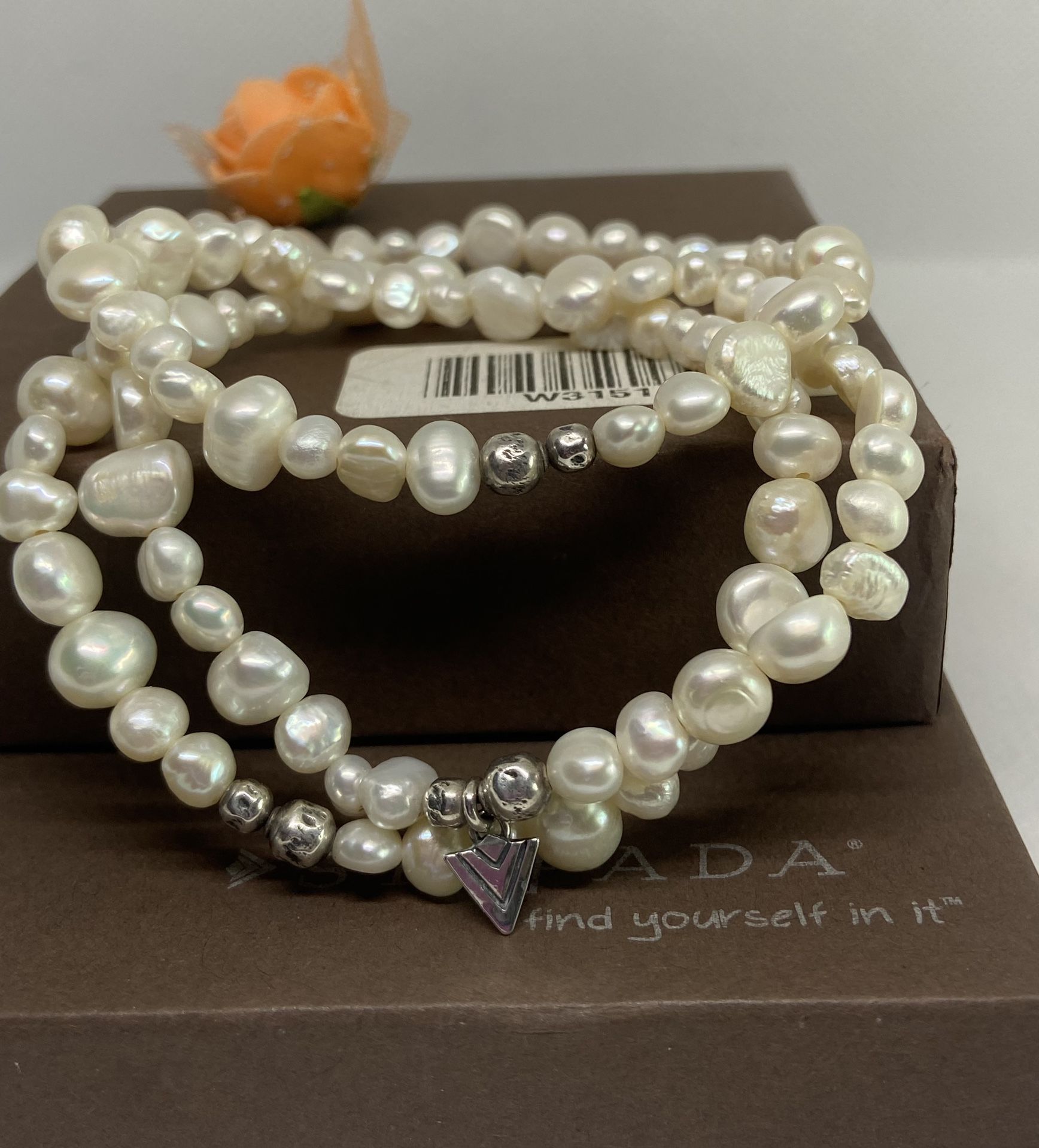 Silpada Goddess Freshwater Pearl Stretch Bracelets Set Of (3) Three