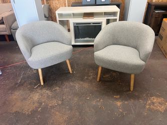 Brand new set of 2 modern accent chairs gray color dimensions pictures