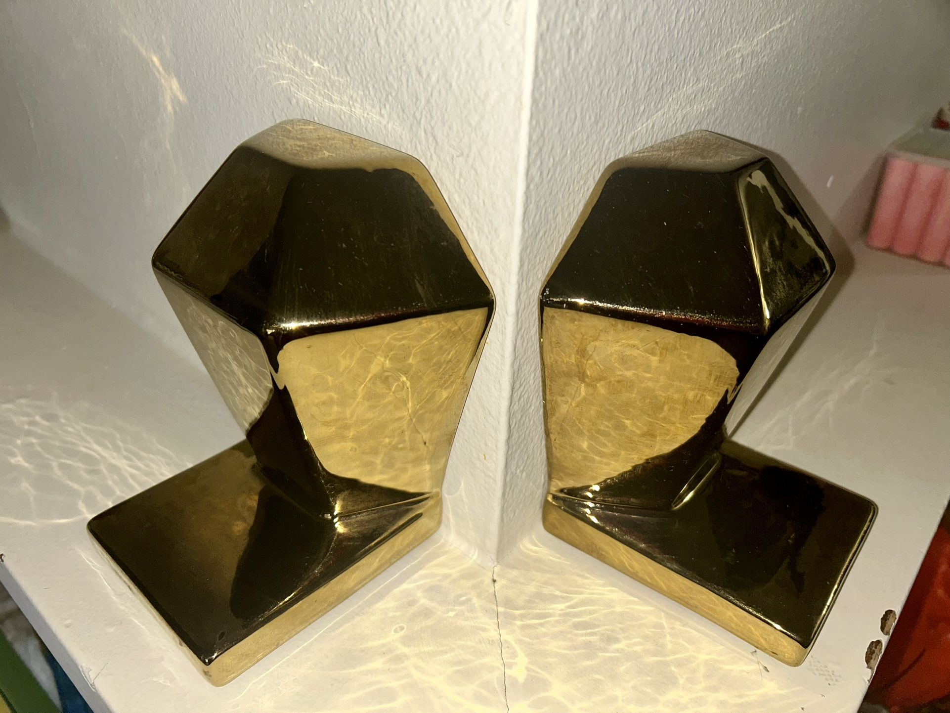 Diamond Shaped, Mirrored Gold, Book End Decor!!!