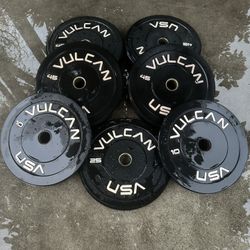 Vulcan Rubber Weights w/rack and Hexbar