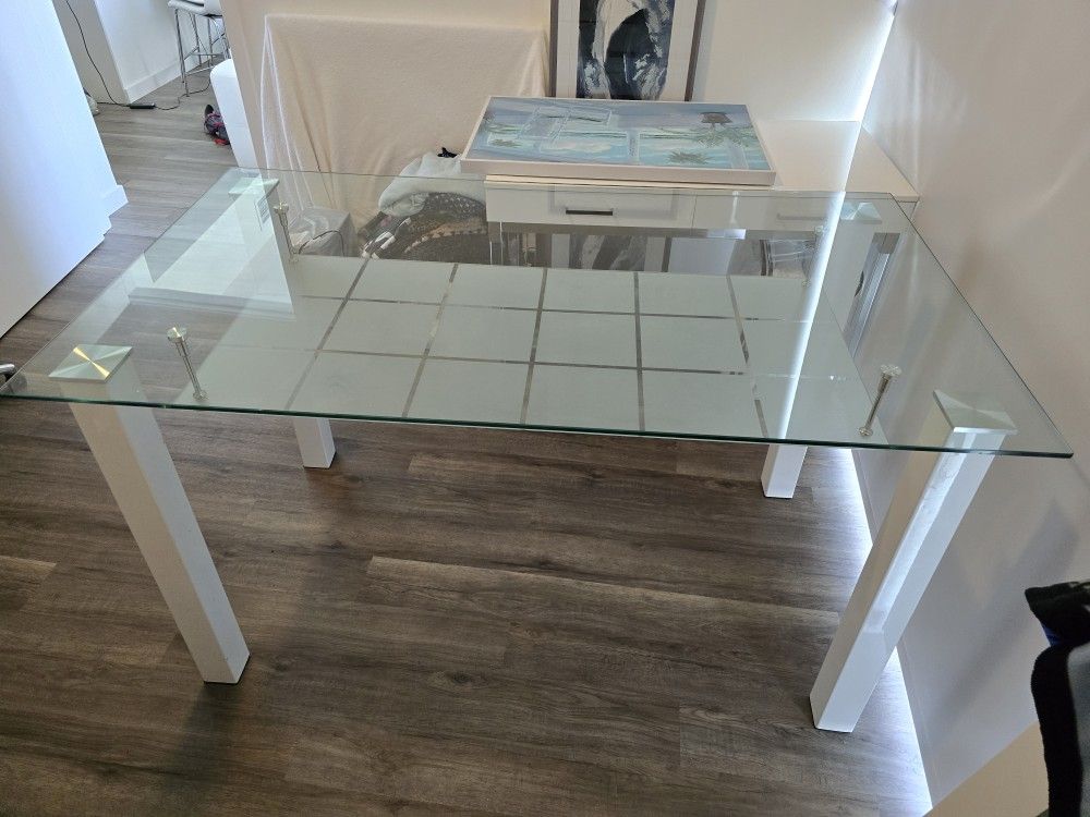 Beautiful White Rectangular Counter Height Dining Room Table