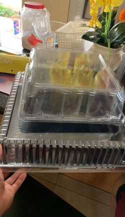 12”,14”,16” 25cts platter w/lids hard plastics containers