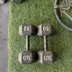 50lbs pair of hex iron dumbbells 
