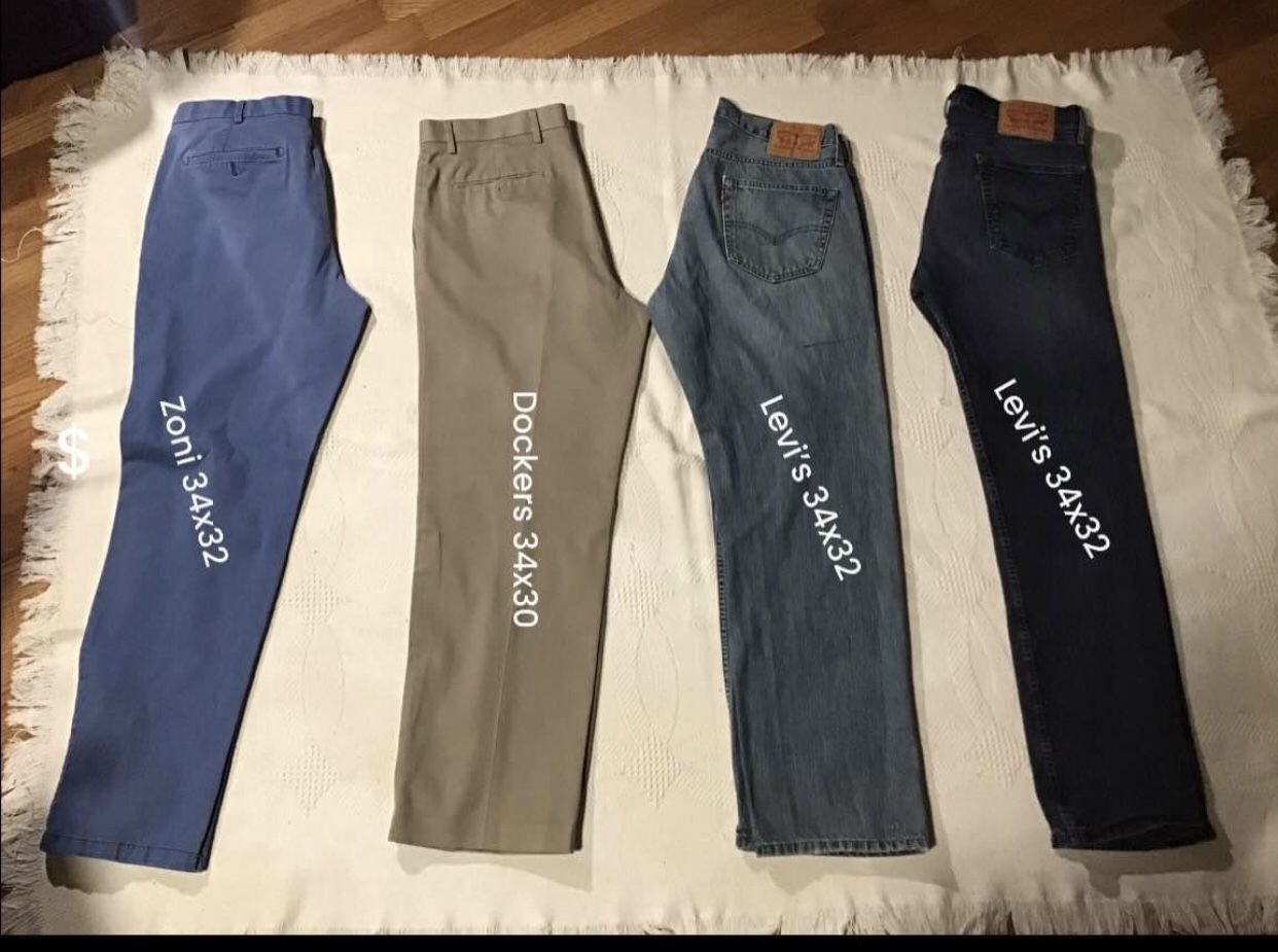 Men’s Pants Zoni $9/ Dockers $9/ Levi’s 559 $15/ Levi’s 505 $15