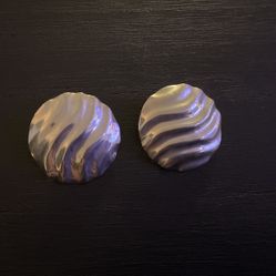 (925) Sterling Silver, Vintage 70s LARGE Post Back Earrings