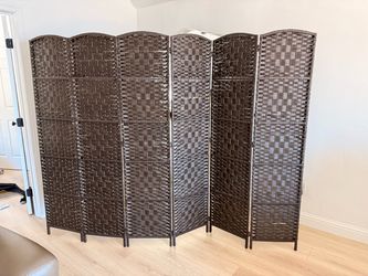 6-Panel Woven Room Divider Privacy Screen