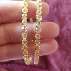 Gold 7cm Hoops With Crystals 