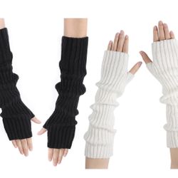 Arm Warmers, Women's Winter Long Fingerless Gloves Knit Mitten Gloves Arm Sleeves for Women with Thumb Hole