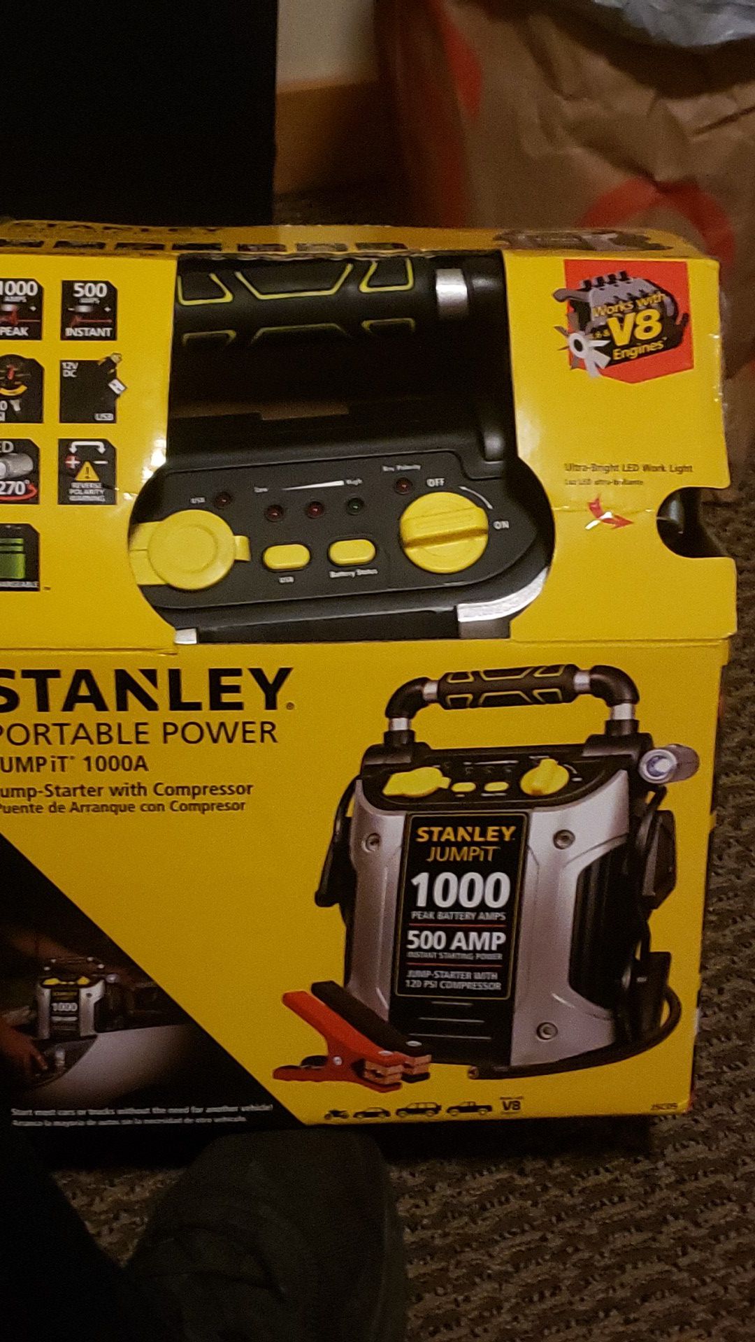 Stanley portable power 1000a jump box and compressor