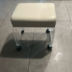 Lucite Acrylic Vanity Stool w/ Wheels