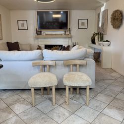  CB2 /Crate and Barrel Shearling Perle Dining/Accent Chairs  By Goop Set Of 2