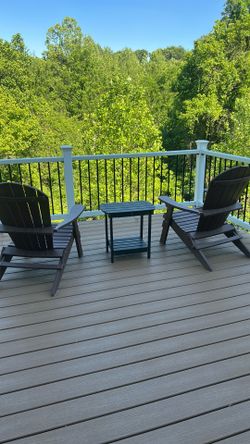 Set of 2 Poly Lumber Adirondack Chairs with side table