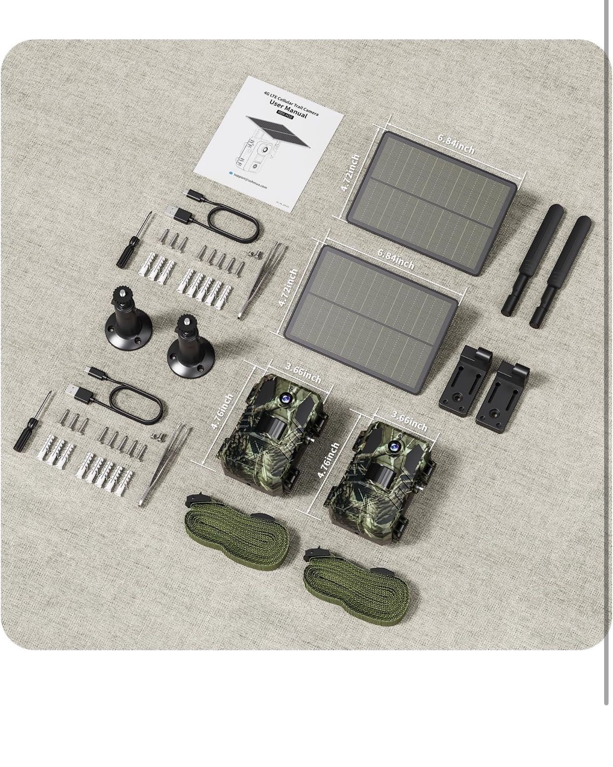 4G LTE Cellular Trail Cameras 2 Pack,Live Streaming Game Camera Built-in SIM Card 0.2s Trigger Speed Motion Activated Solar Trail Camera with Night Vi