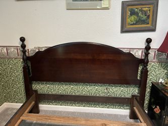 Solid Dark Wood Bed Frame