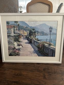 RARE Vintage Bellagio Promenade Wood-framed And Matted Print 31”x 39”
