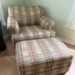 Plaid Over Stuffed Chair