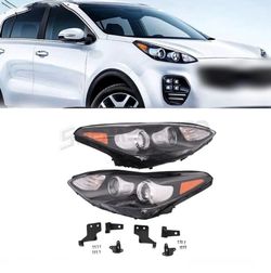 Left+Right Side Headlight For 2017-2022 Kia Sportage Halogen w/LED DRL