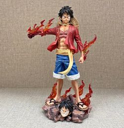 3D Printed Luffy Anime Figure Red Hawk Flame Pose
