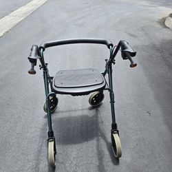 Foldable Walker with Adjustable Height Handles, Dual Brakes, Larger Wheels